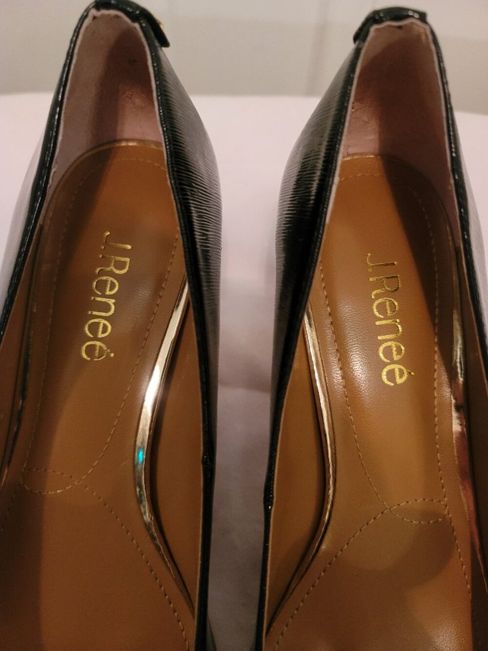 J. Renee Black Textured Pointed-Toe Pumps | Women's Size 9.5M